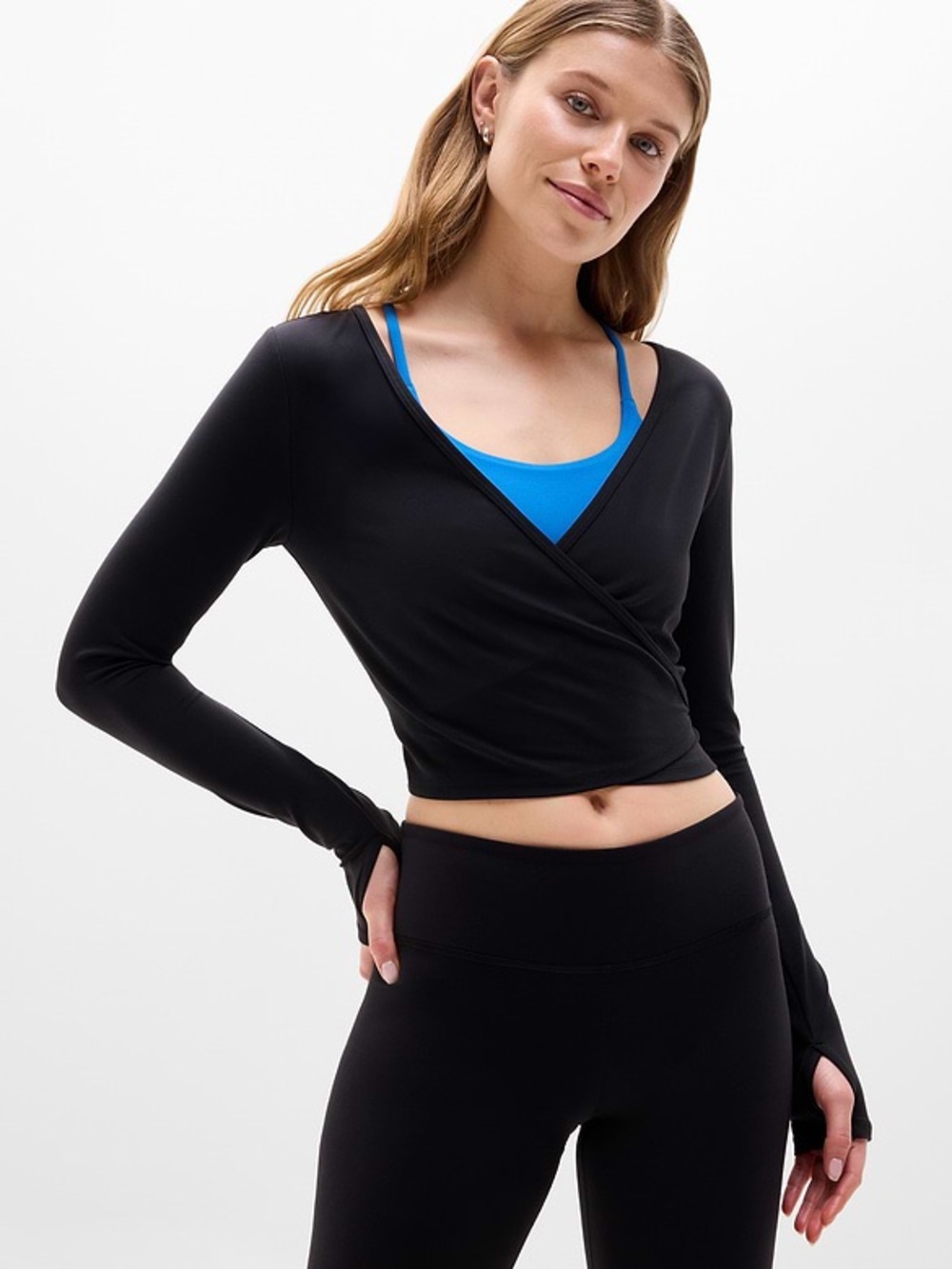 Athleta cross front long sleep athletic top